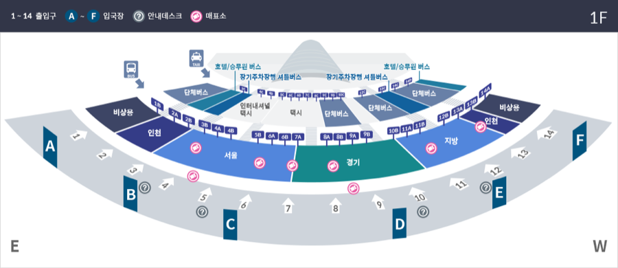 인천공항-버스정류소-게이트-심야버스