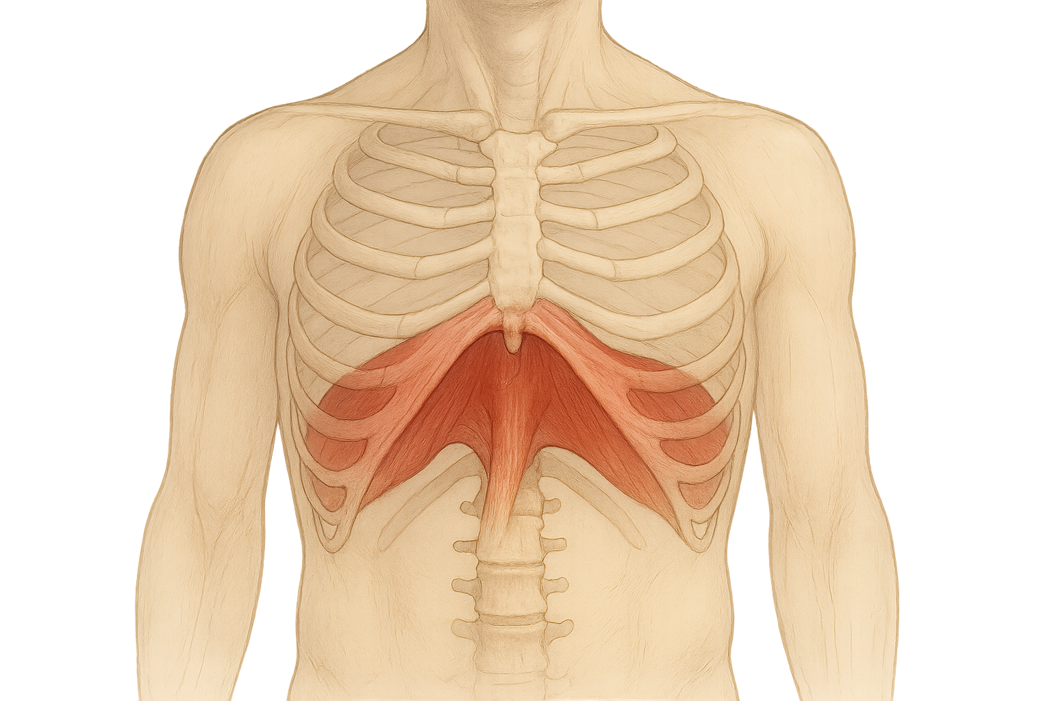 갈비뼈 및 횡경막 관련 참조 일러스트