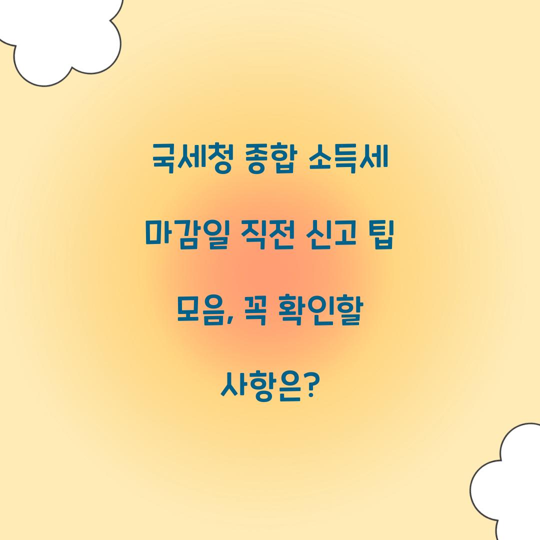국세청 종합 소득세 마감일 직전 신고 팁 모음