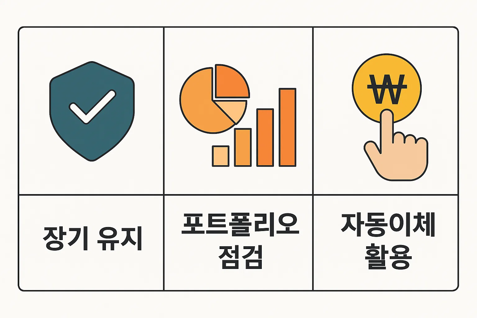 ISA계좌를 장기적으로 유지하며 포트폴리오 점검과 자동이체 활용을 통해 절세 효과를 극대화하는 2025년 운용전략 인포그래픽.