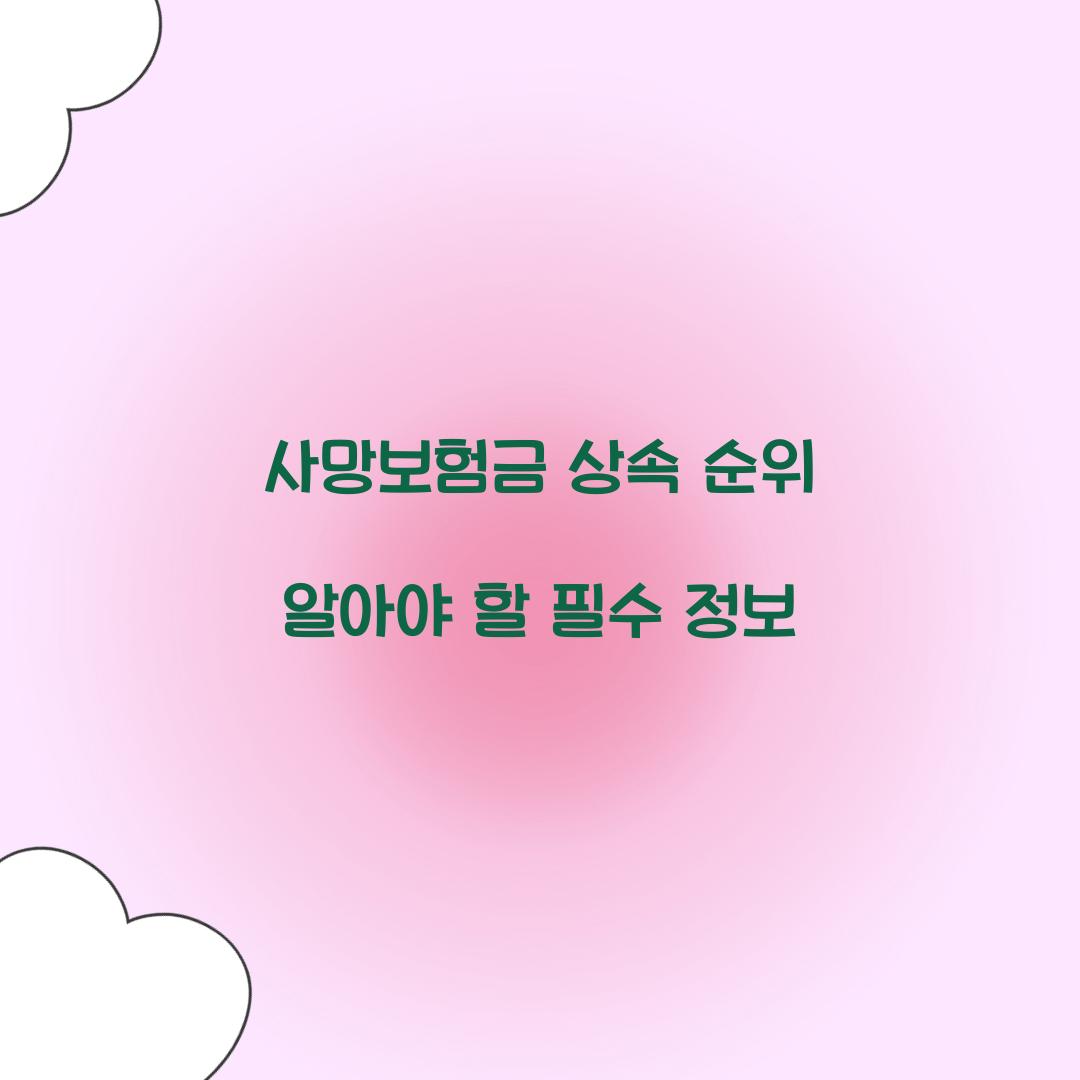 사망보험금 상속 순위