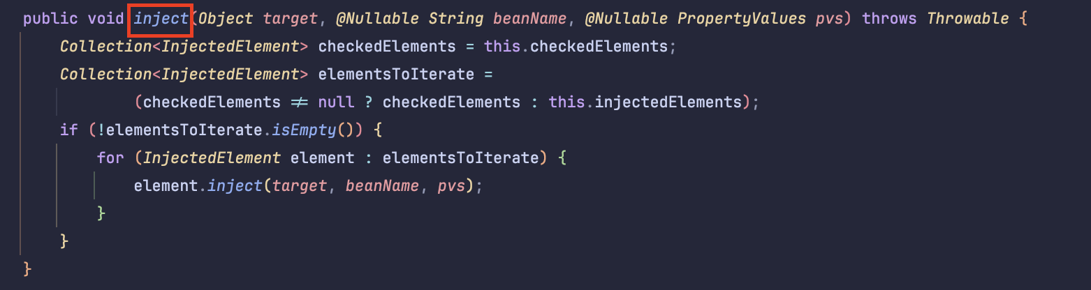 InjectionMetadata.inject 메서드