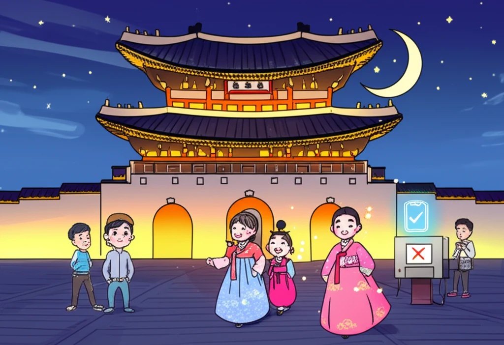 경복궁 야간 관람 예매 일정과 한복 ..