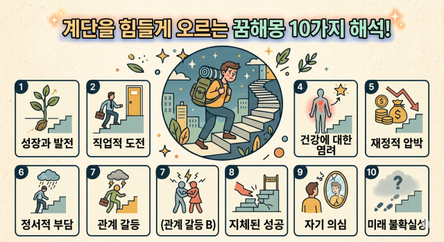 계단을 힘들게 오르는 꿈해몽 10가지 해석! 용량적게 심플하게 이미지