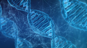 푸른빛의 나선형 dna 구조