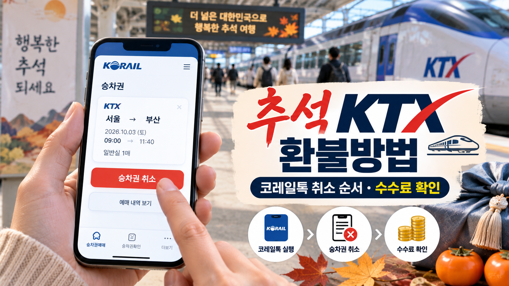 추석 KTX 환불방법｜코레일톡 취소 순서&middot;수수료 확인