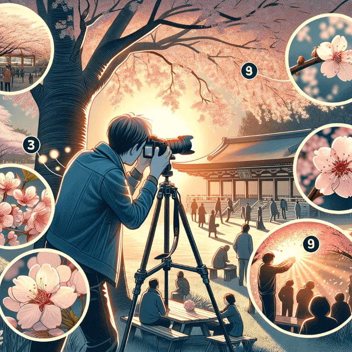 오사카벚꽃개화시기 및 사진 스폿 명당 찾기! - 3. 완벽한 벚꽃 사진 촬영 팁 - 3.2 구성 기법 완벽한 벚꽃 사진 촬영 팁