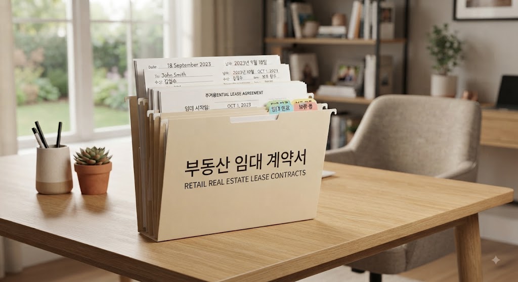 부동산임대계약서를 파일철에 잘 보관한 모습