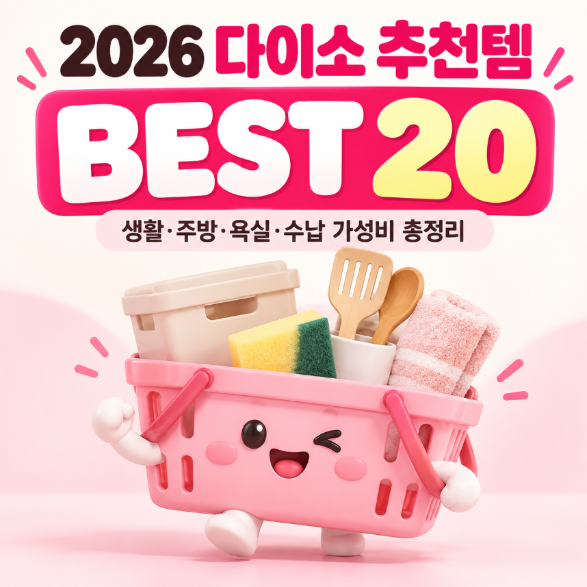 2026 다이소 추천템 BEST 20｜생활용품&middot;주방&middot;욕실&middot;수납 가성비 총정리