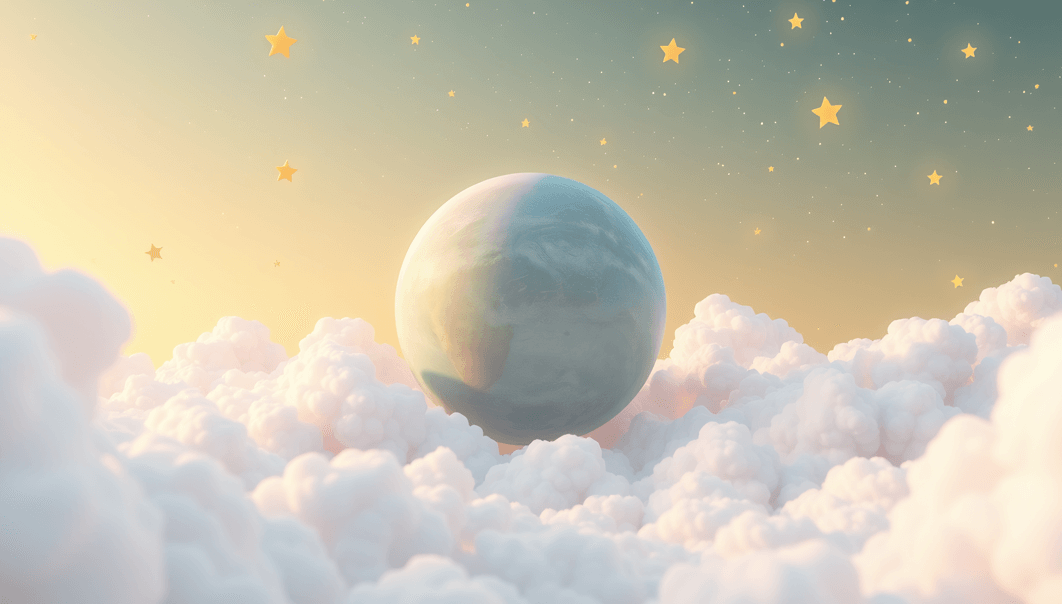 구름 위에 지구가 떠 있는 모습