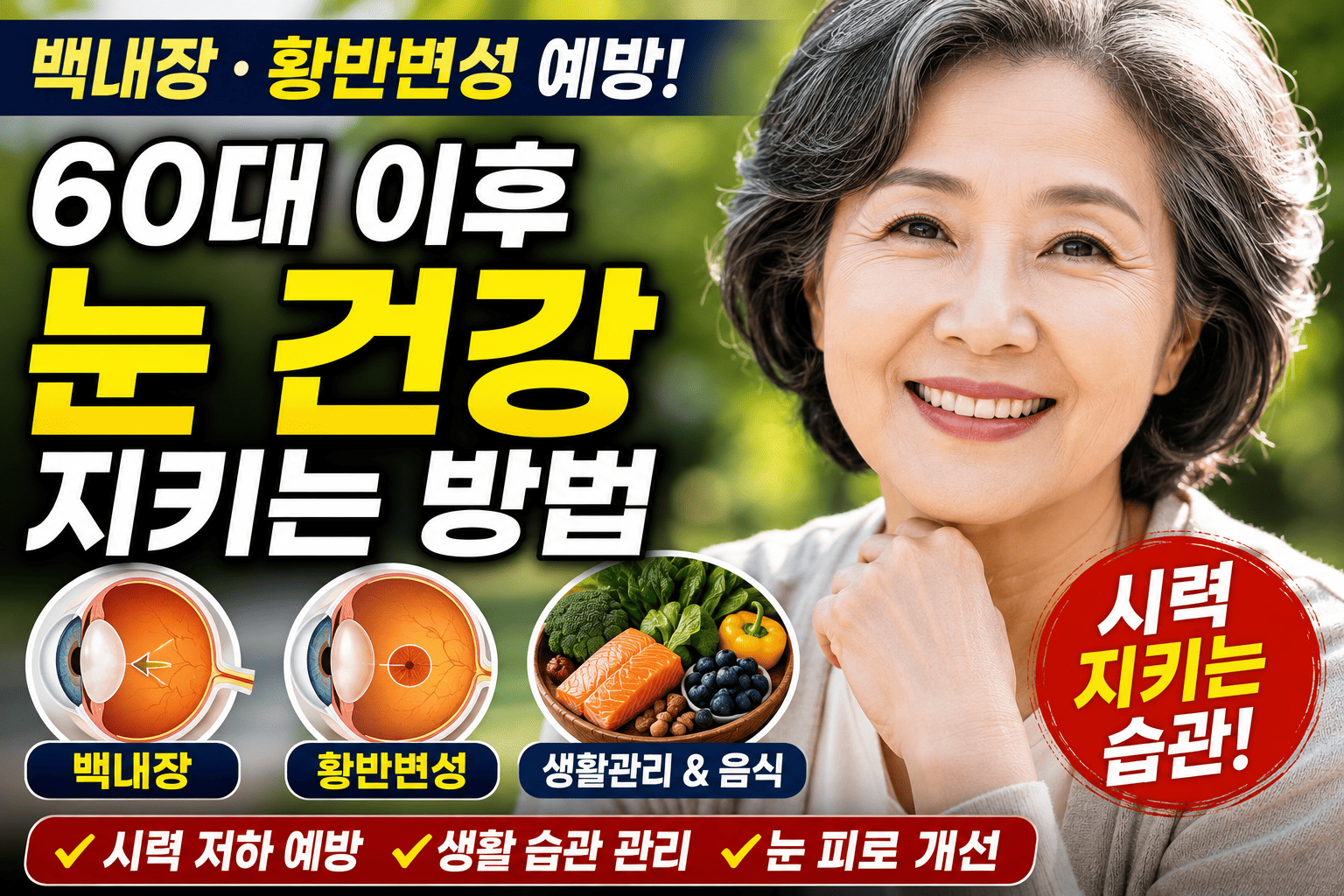 고령층 눈 건강 팁 (백내장, 황반변성, 생활관리)