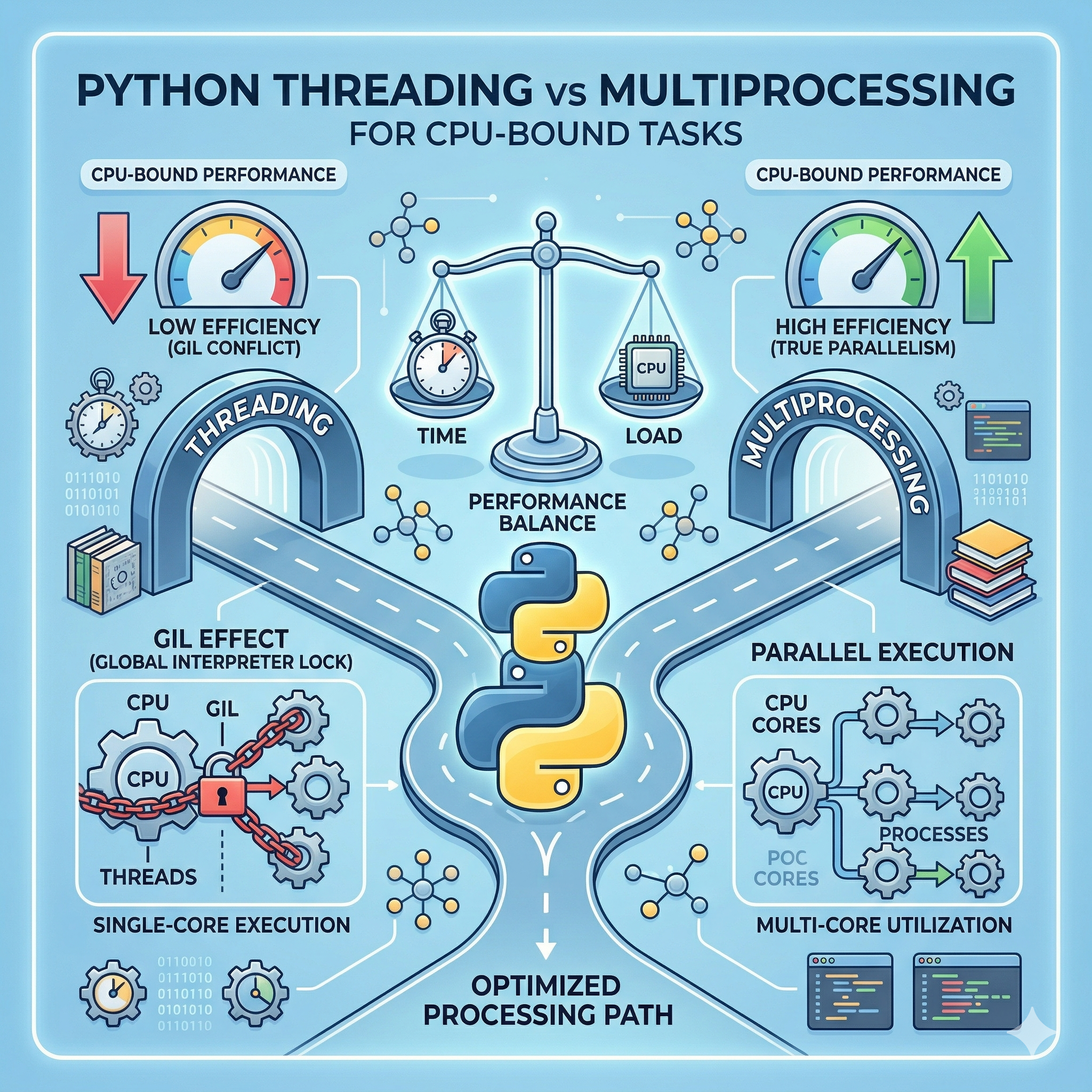 threading과 multiprocessing의 2가지 근본적 차이