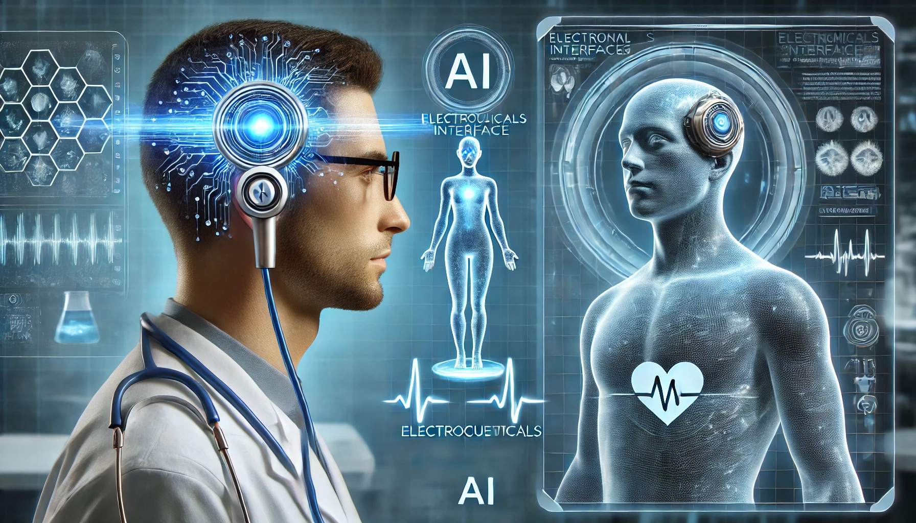 Medical concept of electroceuticals combined with AI