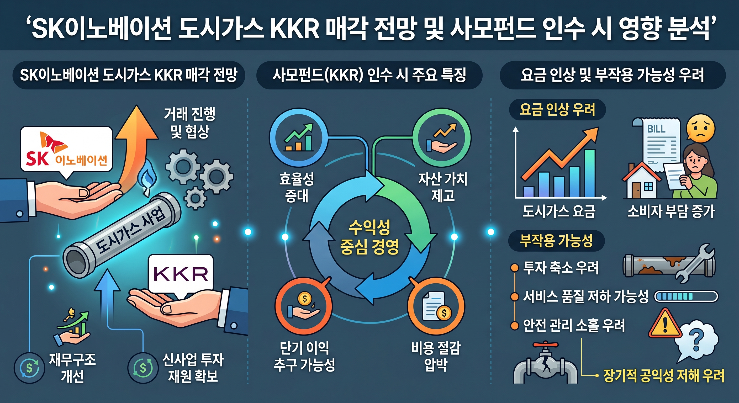 SK이노베이션 도시가스 KKR 매각 전망과 사모펀드 인수 시 요금 인상 및 부작용 가능성