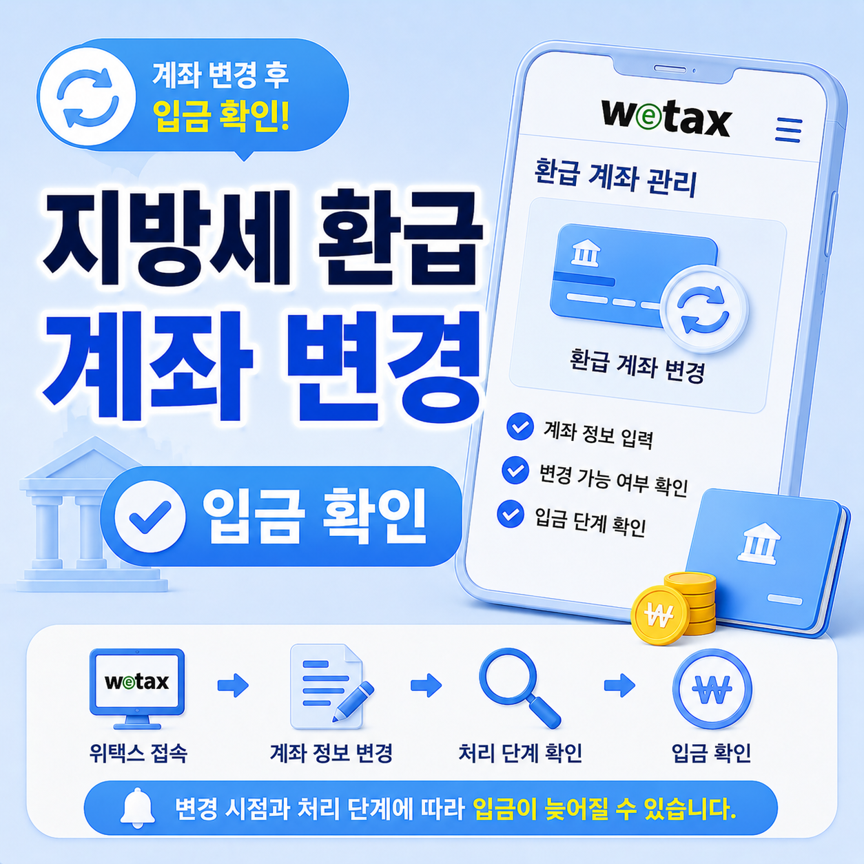 지방세 환급 계좌 변경 위택스 입력 순서 안내