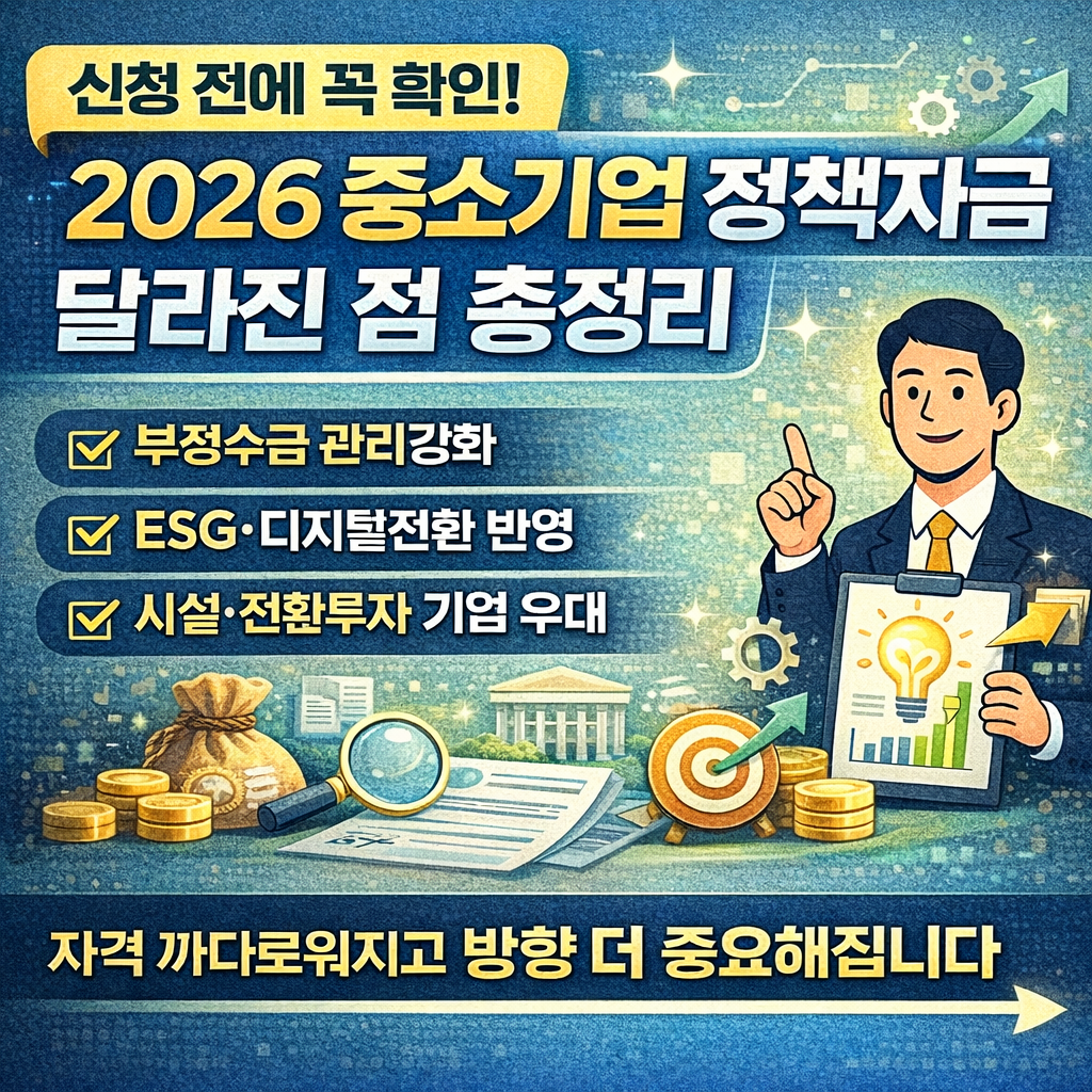 2026년 중소기업 정책자금 지원 달라진점