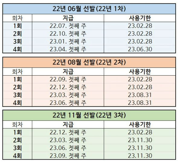 복지포인트 지급일 및 사용기한