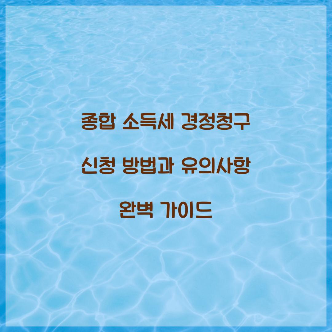 종합 소득세 경정청구 신청 방법과 유의사항