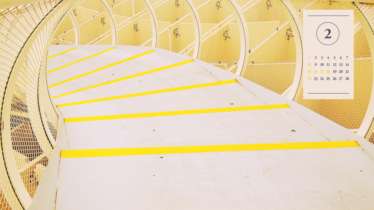 08 노란색 구조물 A - 2026년2월 달력배경화면