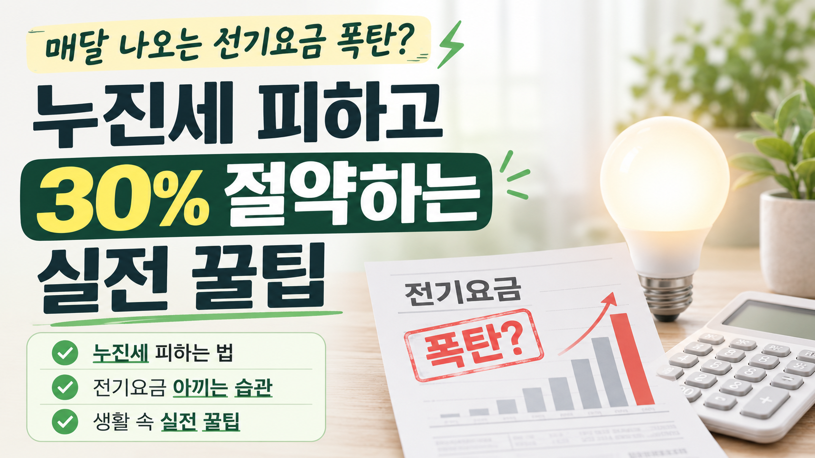 매달 나오는 전기요금 폭탄? 누진세 피하고 30% 절약하는 실전 꿀팁