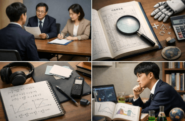 모의 면접 준비하는 여러 장면