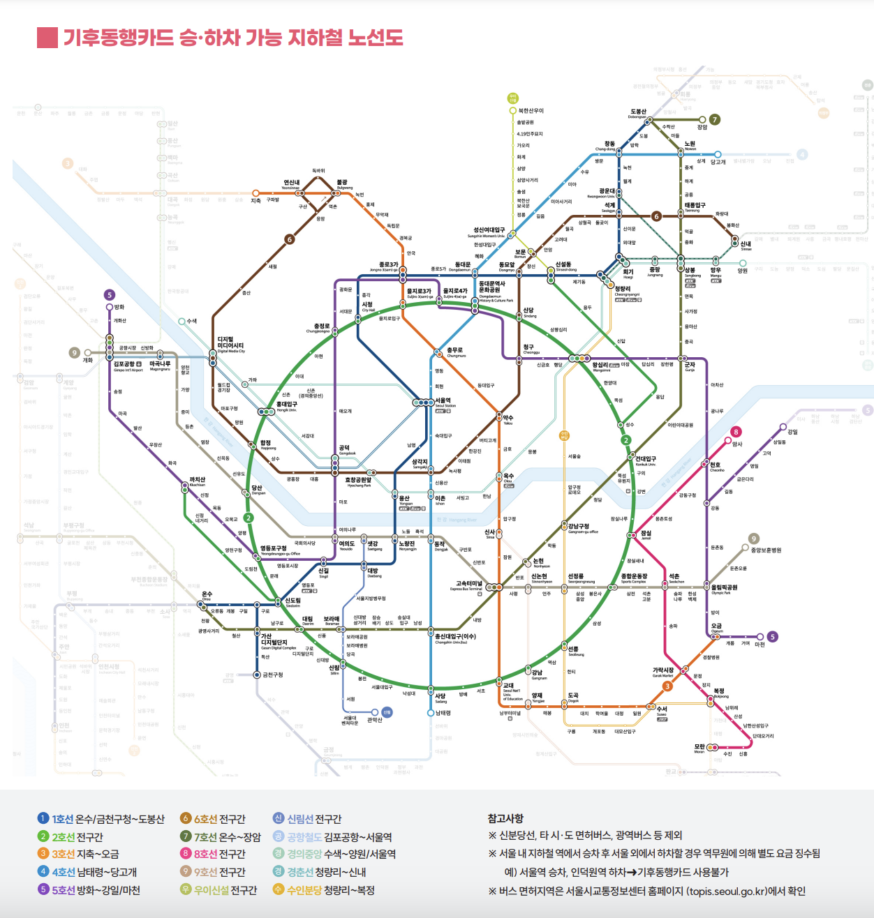 기후동행카드 지하철 가능 노선도