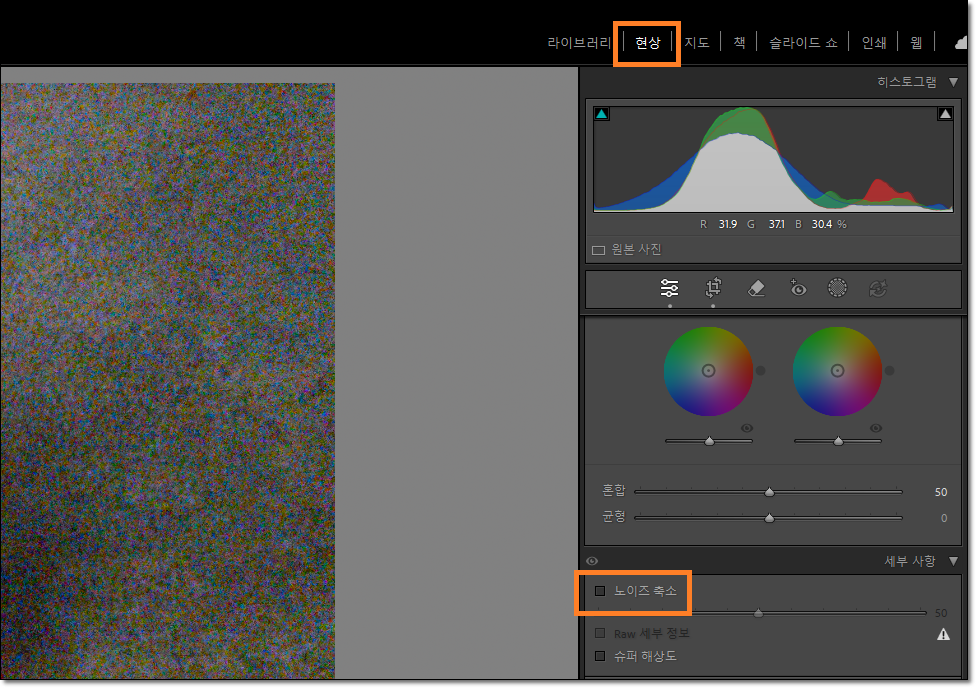 라이트룸 노이즈 축소