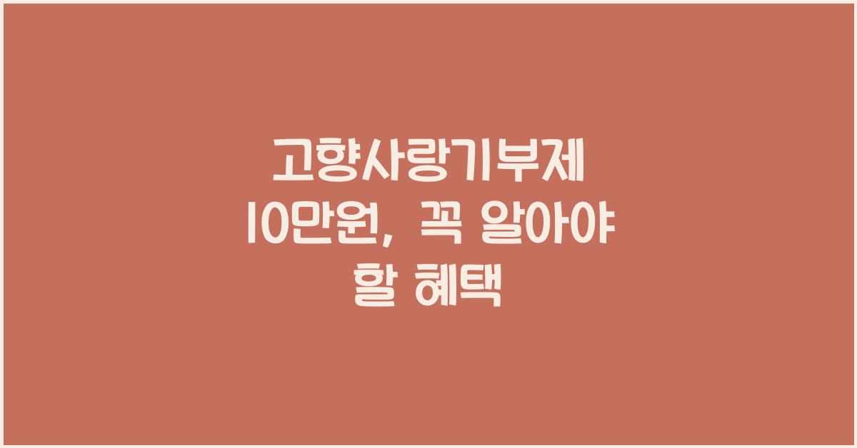 고향사랑기부제 10만원
