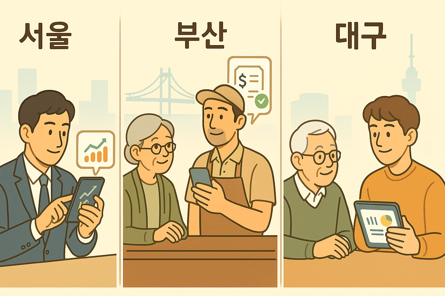 "도시별 금융 이용 차이"에 대한 이미지입니다.