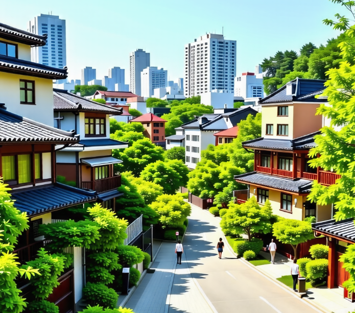 주택가의 모습 그림