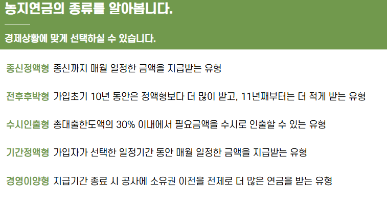 농지연금의 종류를 알아봅시다