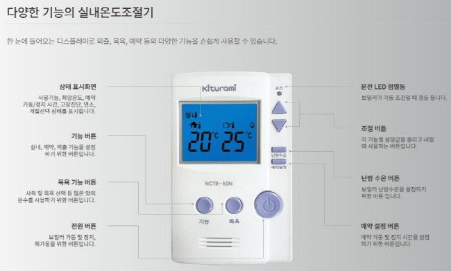 귀뚜라미 보일러 실내온도조절기 종류 및 기능 NCTR-50N