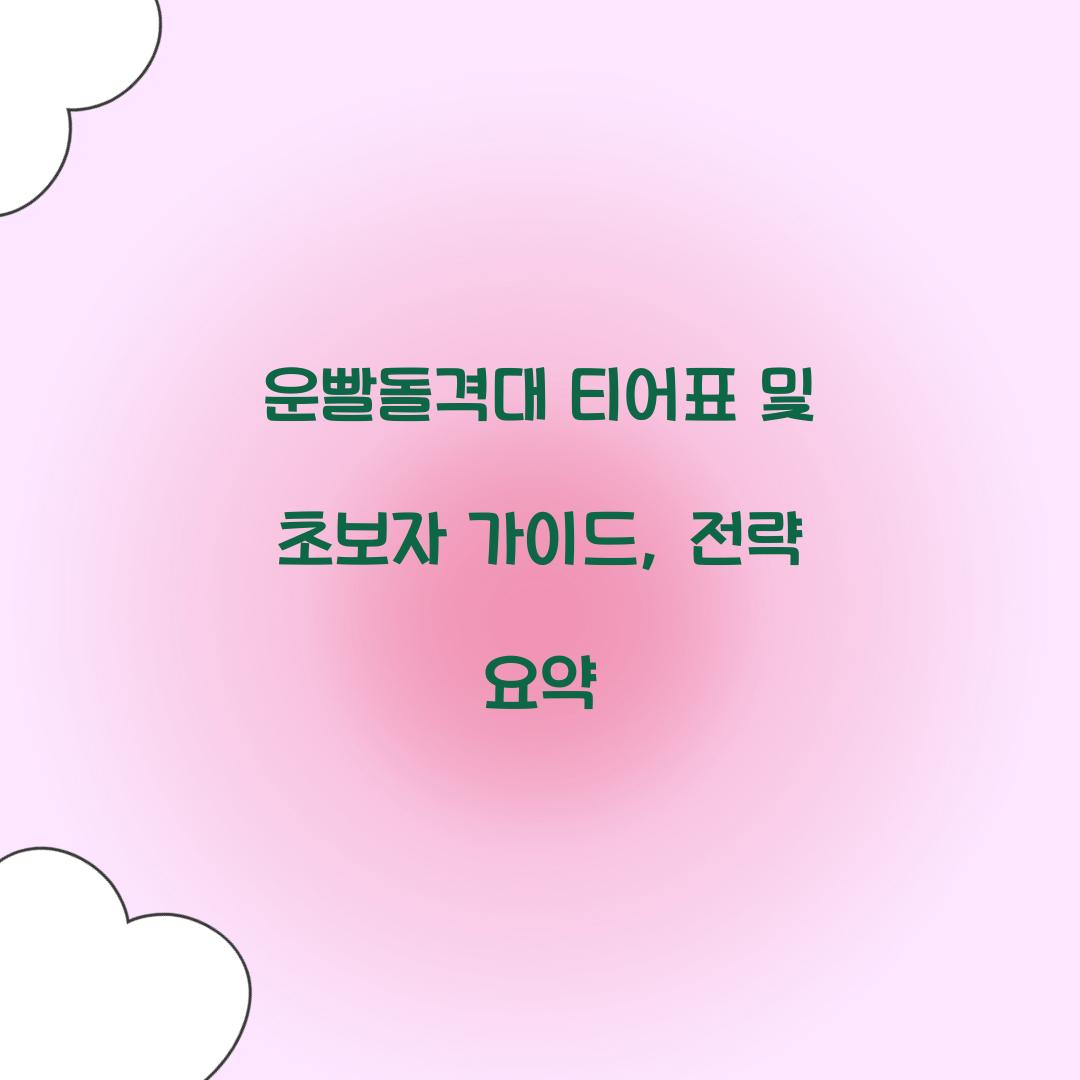 운빨돌격대 티어표