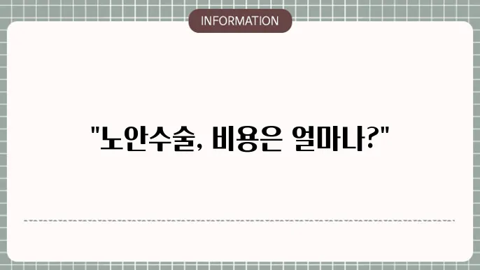 백내장이 없는 경우 노안 수술비용: 
