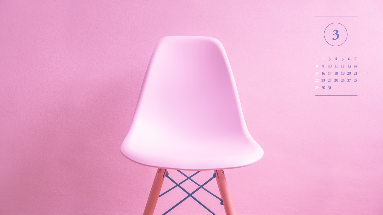 05 핑크 의자 A - 2026년3월 달력배경화면