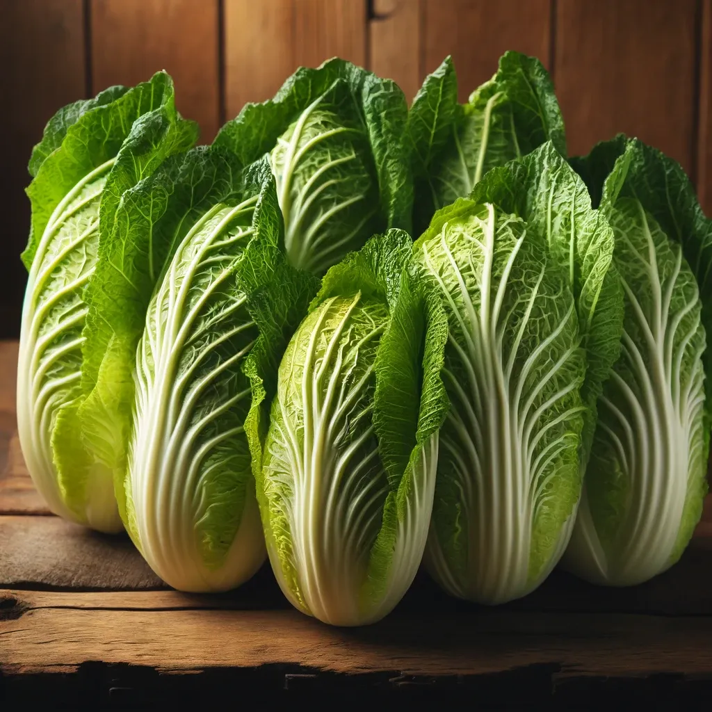 절임배추용-신선한-배추잎-6장-나무-표면-배열