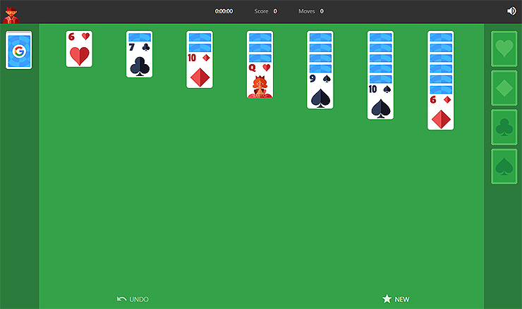 구글-솔리테어-게임-플레이-장면