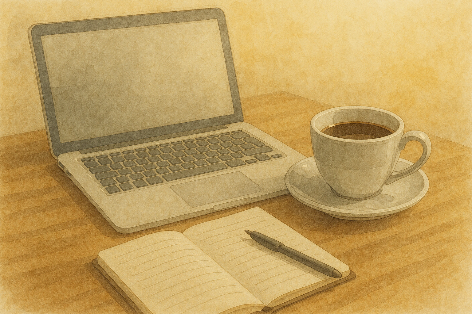 따뜻한 공간의 작업 풍경