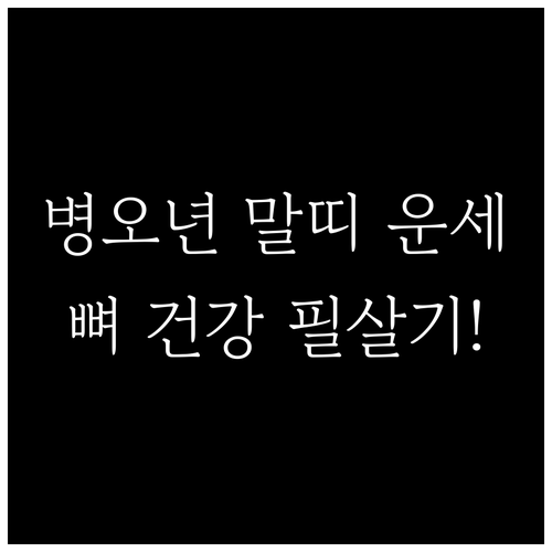 병오년 말띠 건강운 확인 및 뼈 건강..