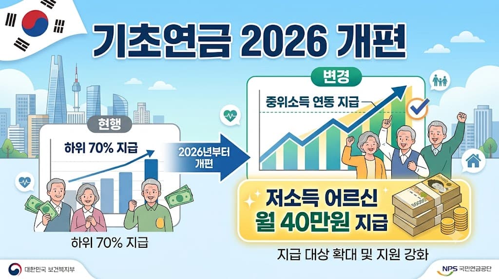 2026 기초연금 개편 기준중위소득 연동 월 40만원 수급자격 총정리