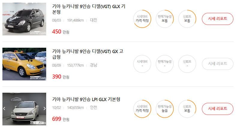 500만원이하 중고차 시세표