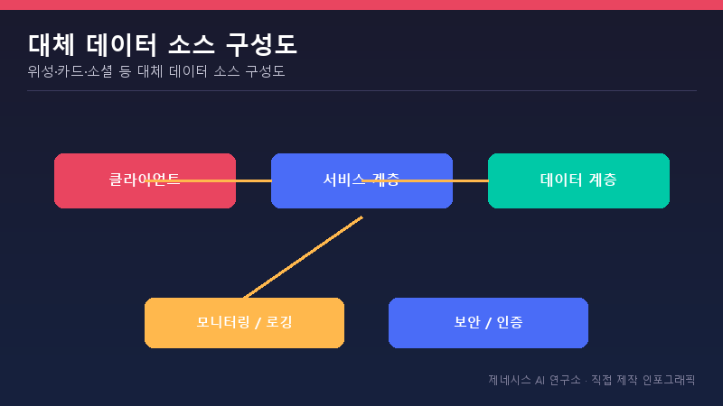 위성&middot;카드&middot;소셜 등 대체 데이터 소스 구성도