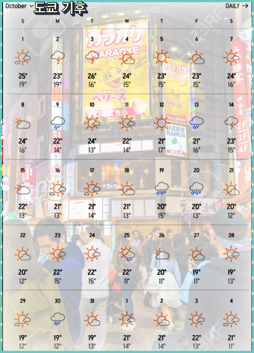 도쿄 10월 기후