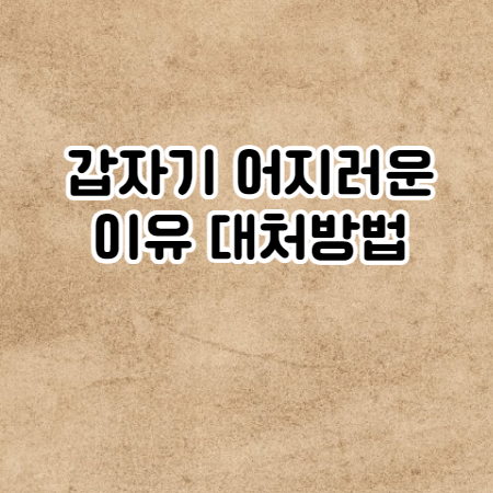 갑자기 어지러운 이유, 어지러운 주요 원인 (이석증, 기립성 저혈압, 뇌혈관 질한)