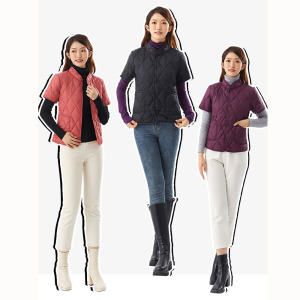 여성용 누빔솜 패딩조끼 경량 반팔 기모 이너조끼 L221130017