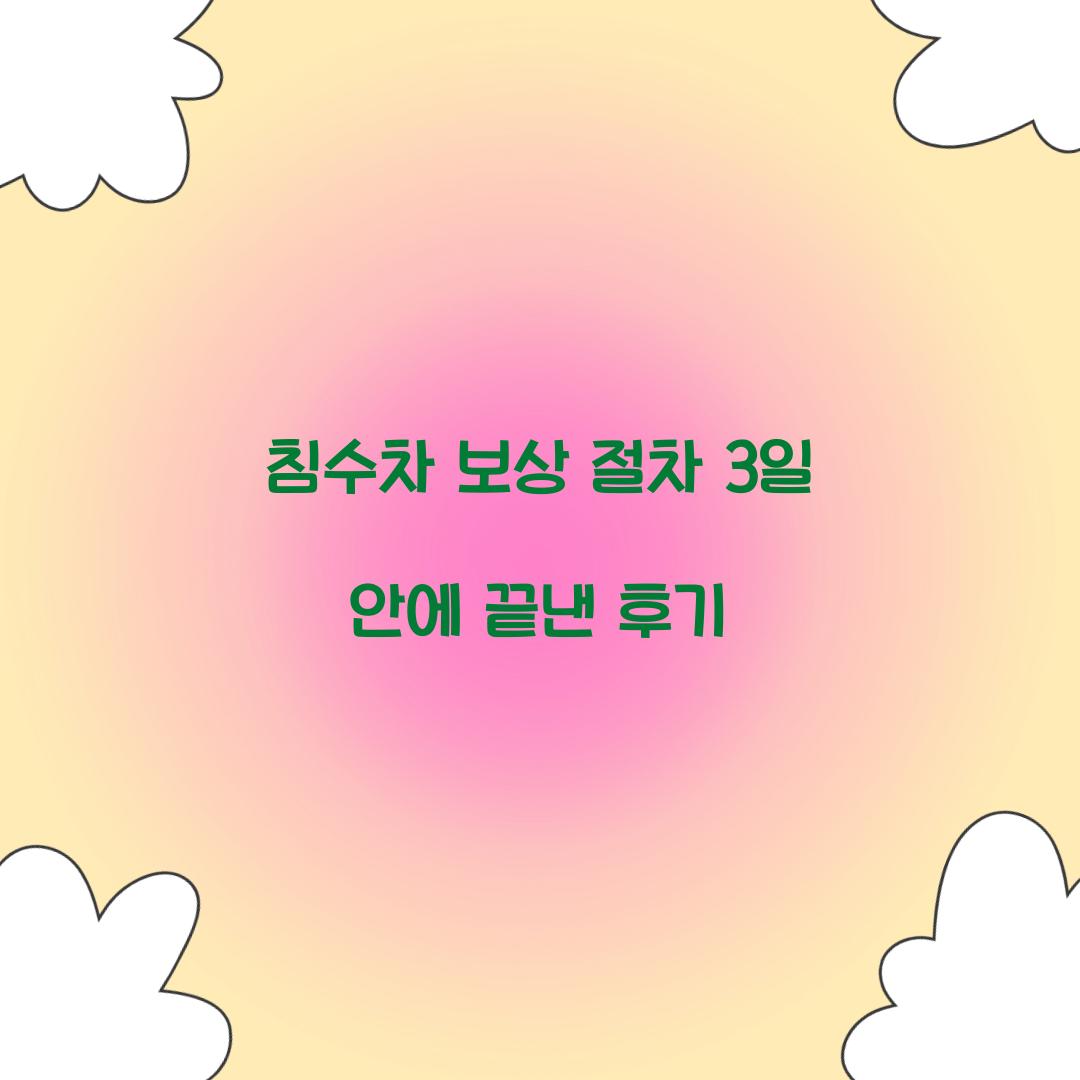 침수차 보상 절차 3일 안에 끝낸 후기