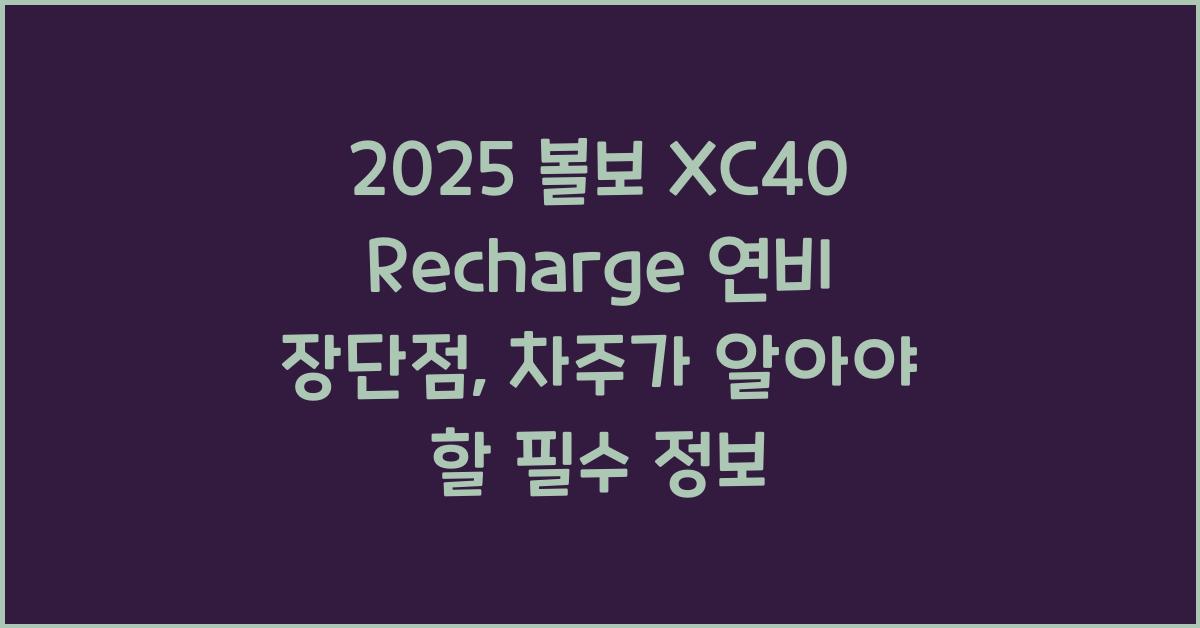 2025 볼보 XC40 Recharge 연비 장단점