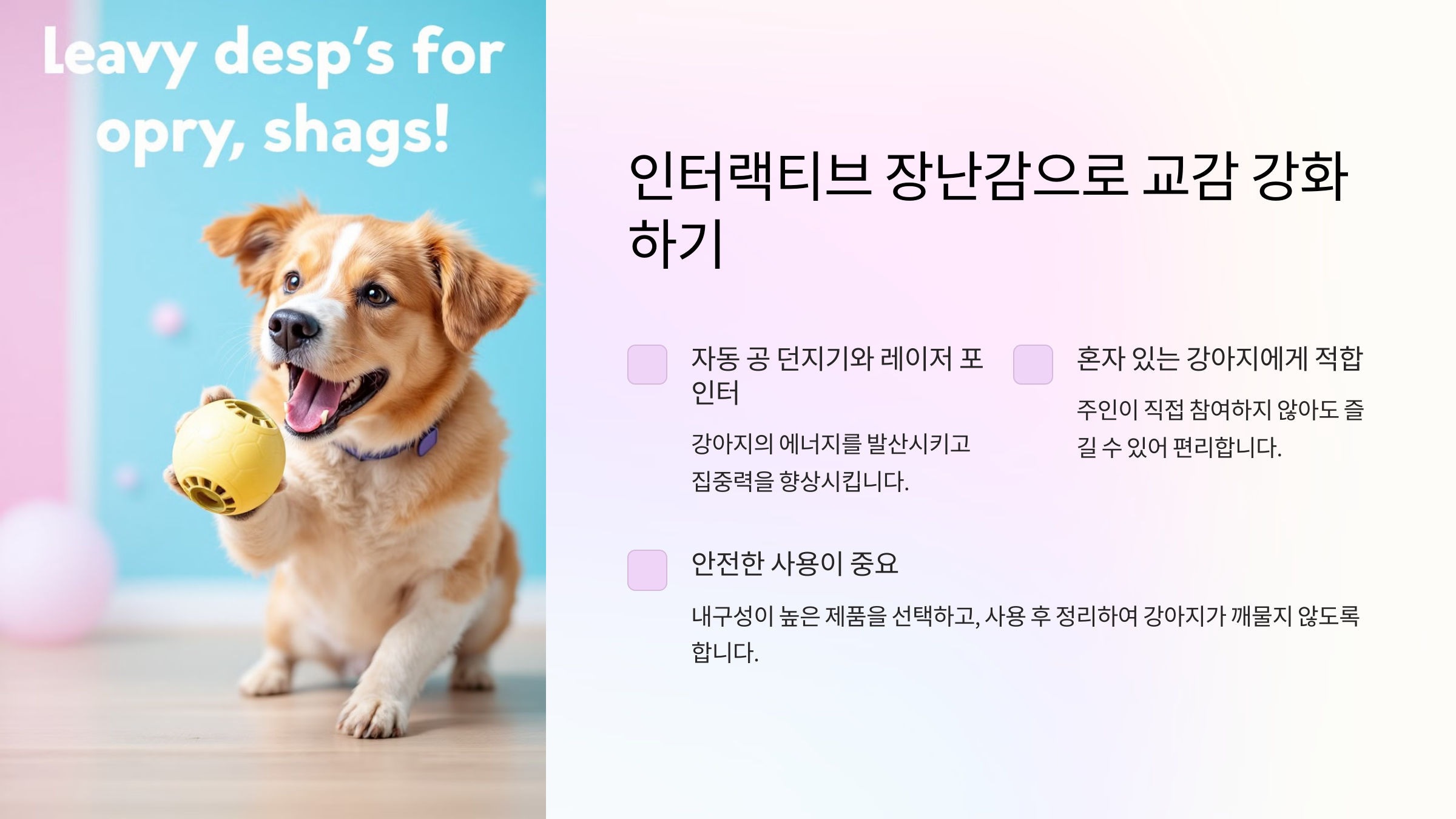 1. 강아지와의 교감을 위한 인터랙티브 장난감