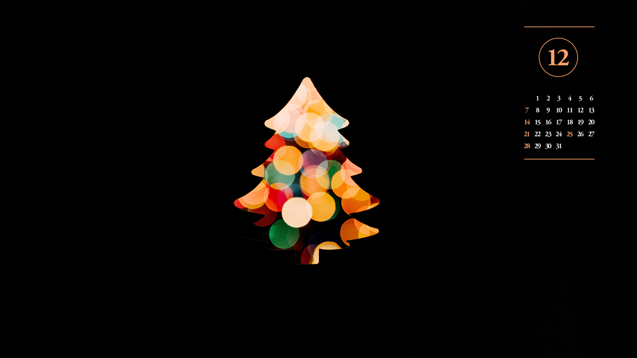 07 크리스마스 트리 불빛 A - 2025년12월 노트북배경화면