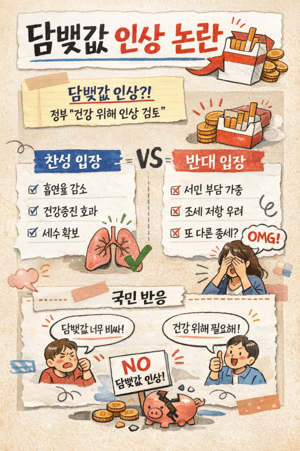 담뱃갑 인상에 대한 찬반 여론